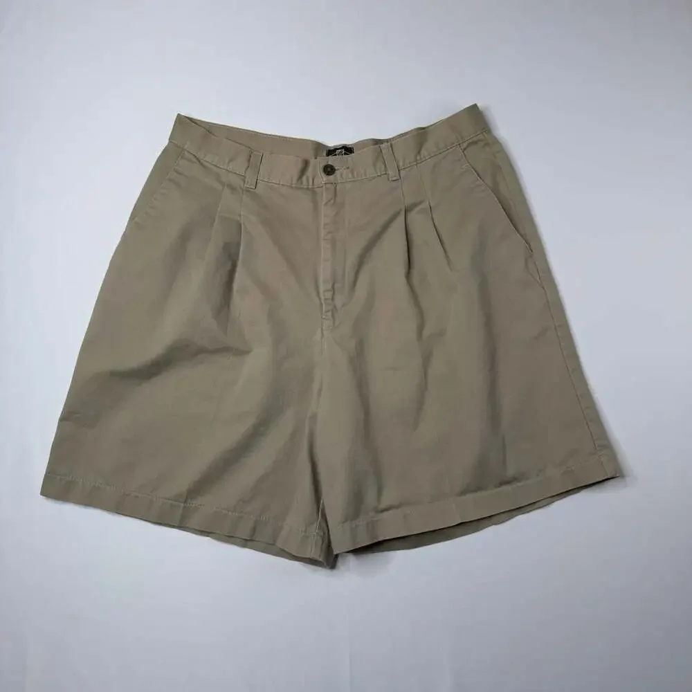 Lee Casuals Vintage Pleated Chino Shorts Tan Size 18 MED